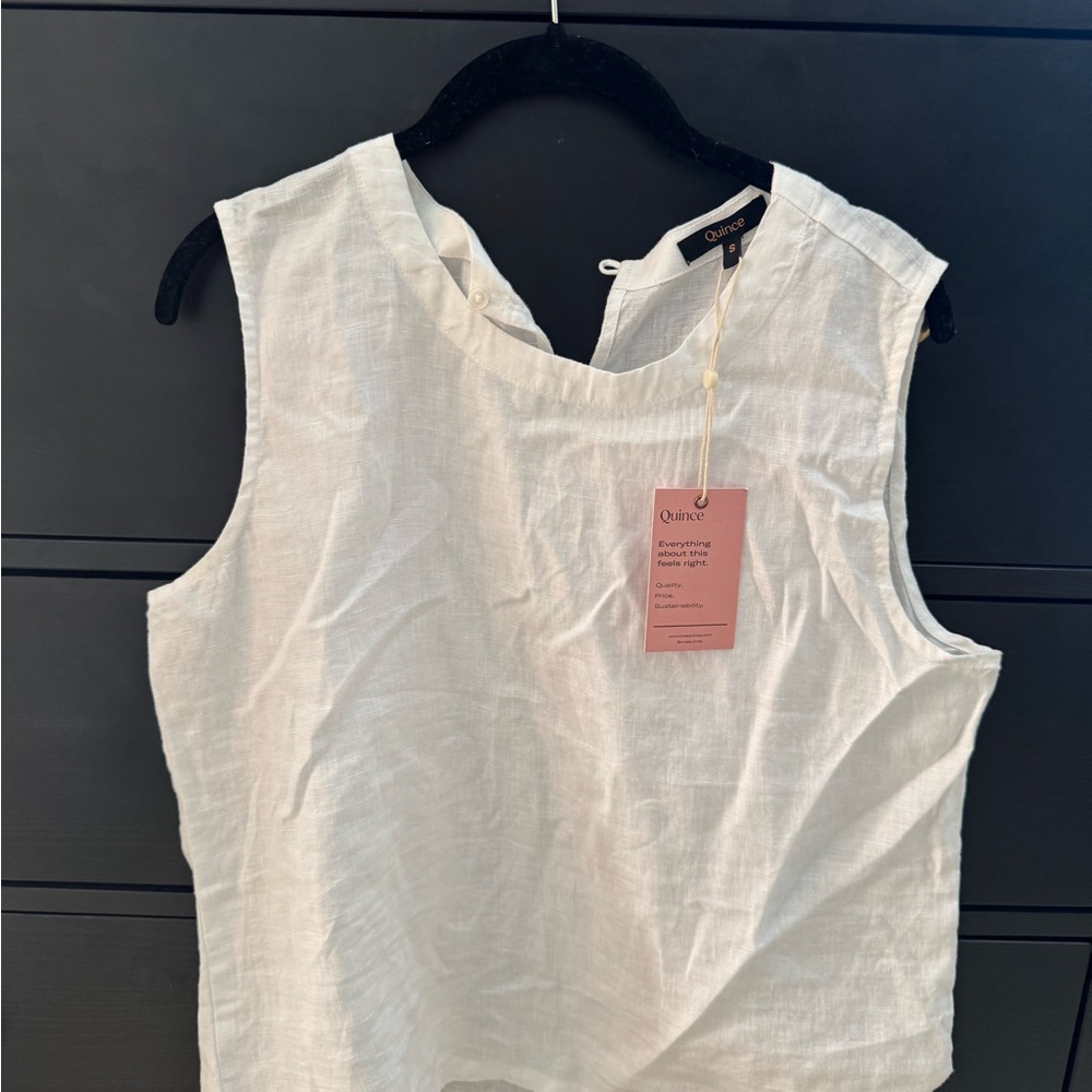 Quince Women's White Linen Sleeveless Top
